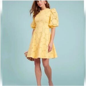 RACHEL PARCELL Puff Sleeve Eyelet Fit & Flare Dress